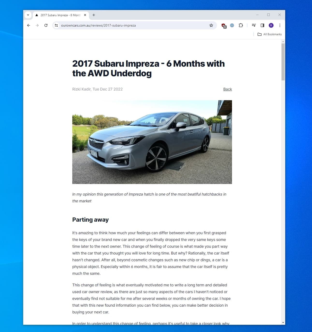 Our Own Cars old site back in 2022