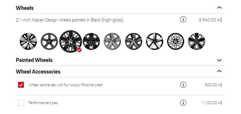 Configuring wheels for Porsche Macan EV